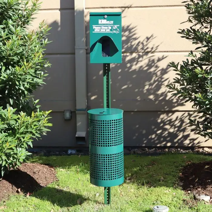 Dog waste station serviced by Residue Crew